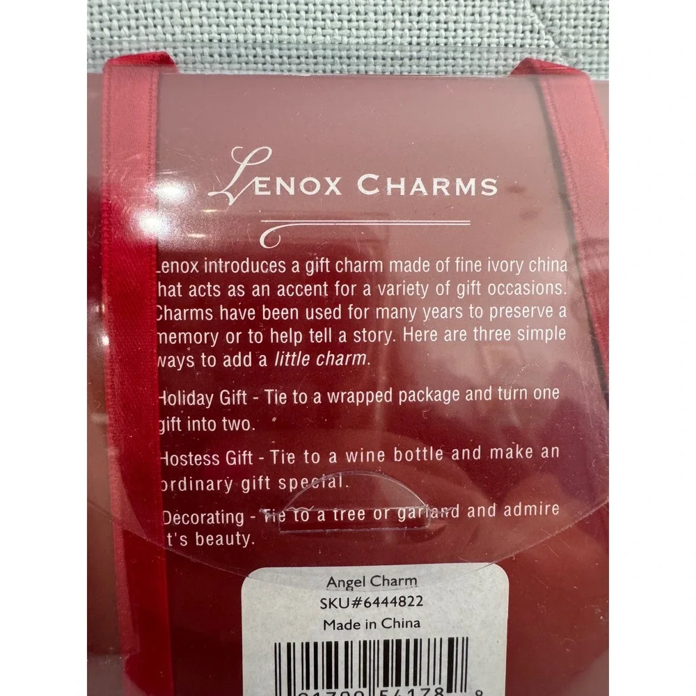 Lenox Charms Angel Charm Fine Ivory China Ornament Red Ribbon 6444822 New